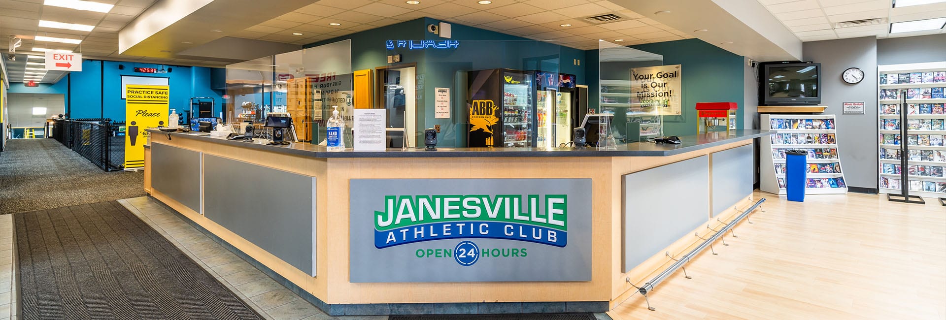 front desk of a gym open 24/7
