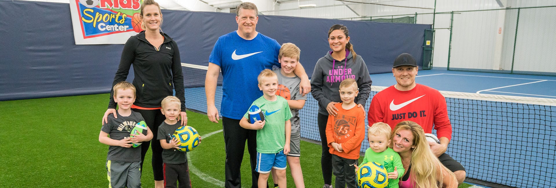 parents and children in a kid friendly gym