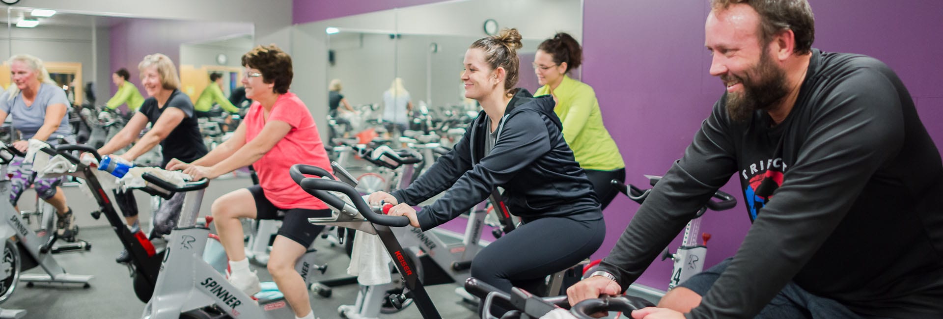 Spin class in a modern gym